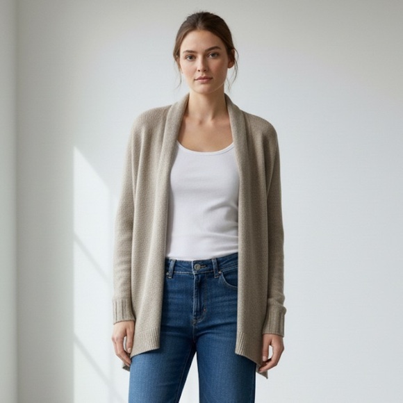 Vince oatmeal beige wool alpaca cashmere open front cardigan - XS - Picture 1 of 6